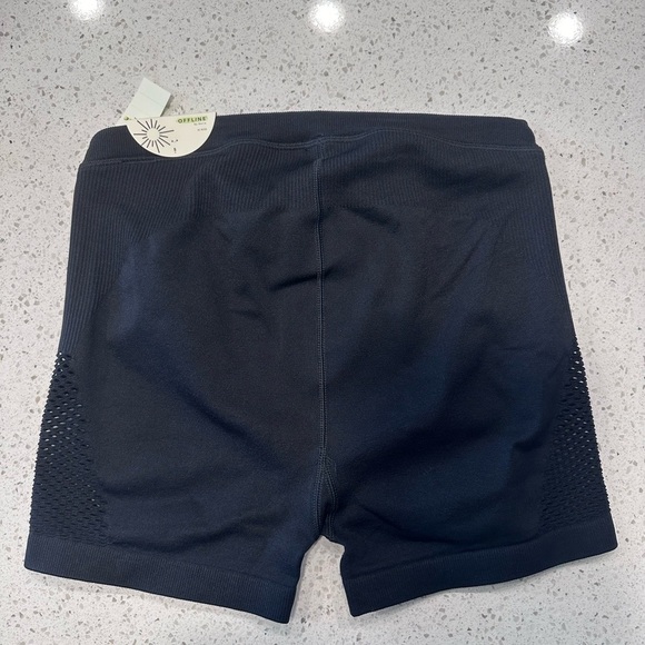 AERIE Ribbed Seamless 3” Drawcord Bike Short NWT Black Sizes S & M - Picture 5 of 7